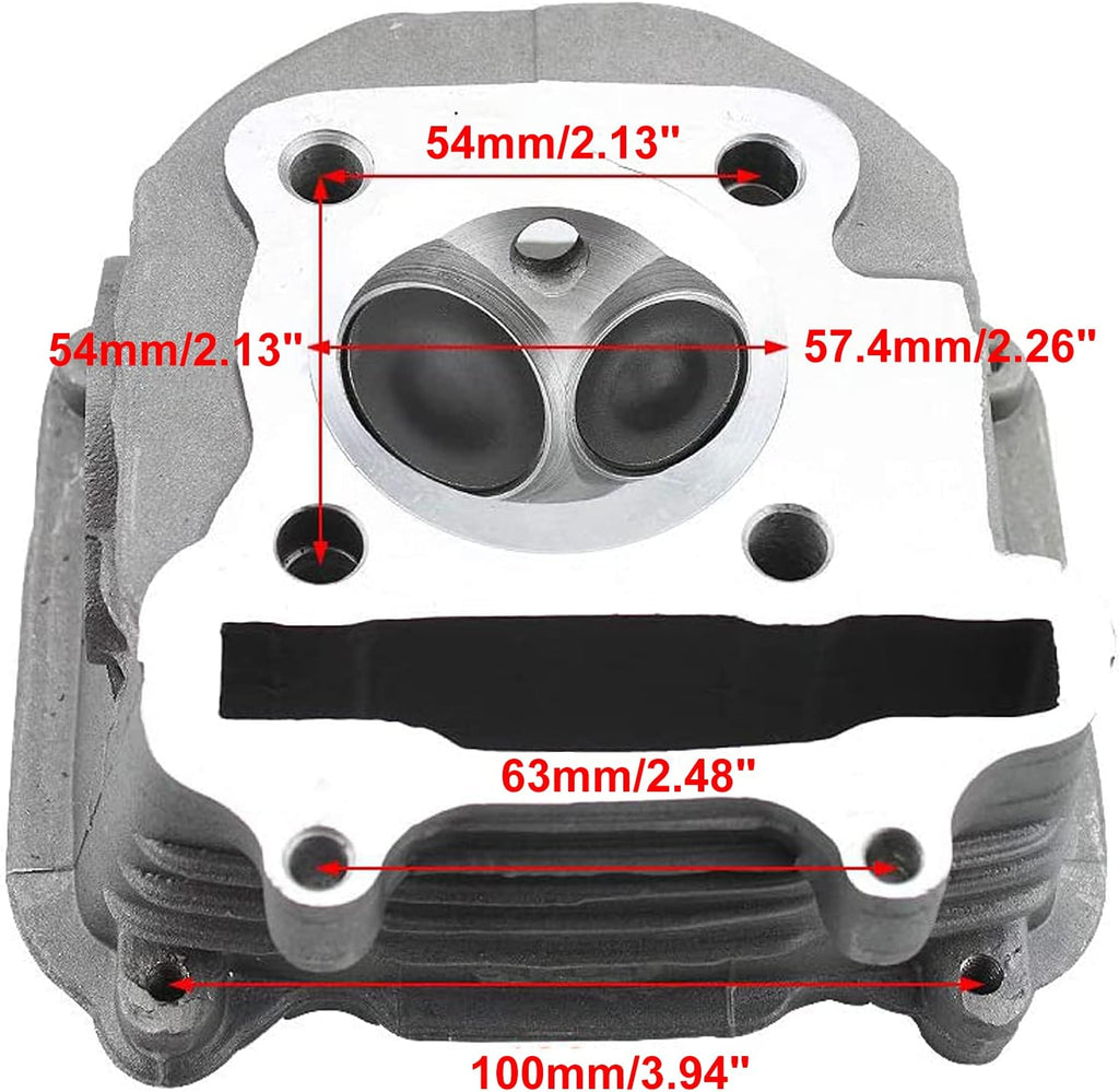 57.4mm Bore 150cc GY6 Engine Rebuild Kit Cylinder Head Pack of 2 D786
