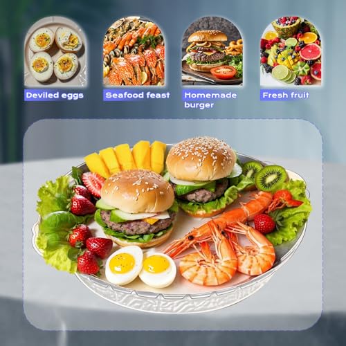 3 Set 11.8" Metal Chilled Serving Tray with Ice Serving Bowl S365