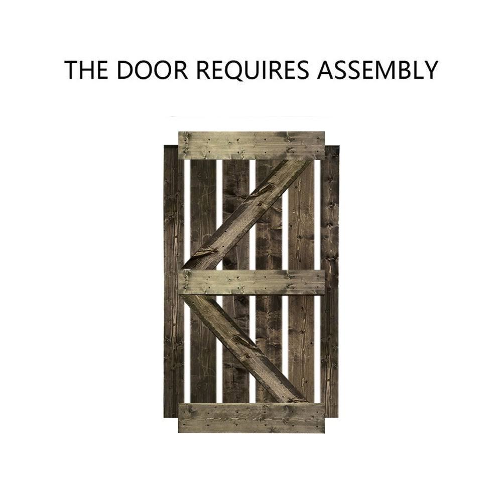 Colonial Maple Stained Wood Sliding Barn Door with Hardware Kit S6774