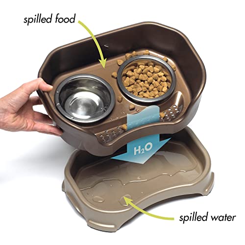 Large Midnight Black Elevated Stainless Steel Dog Bowls H67178