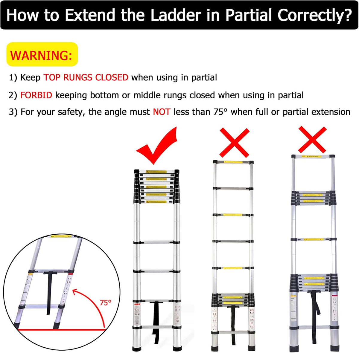 19.7FT Telescopic Extension Ladder, 330LB Capacity G40793