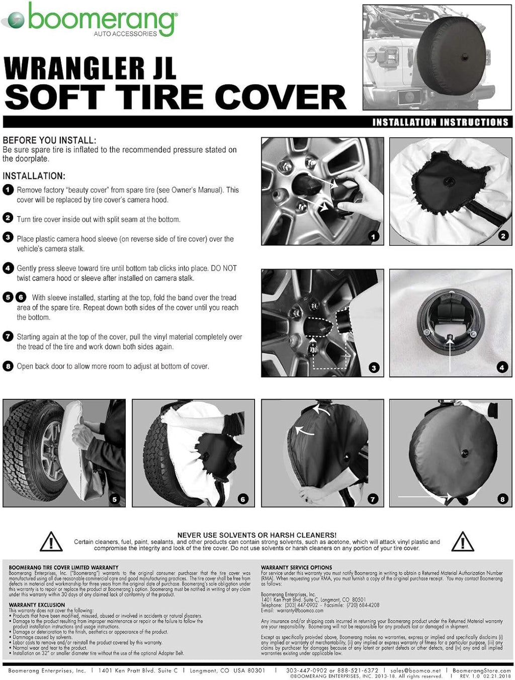 32 Soft Tire Cover for Jeep Wrangler JL Pack of 2 D436