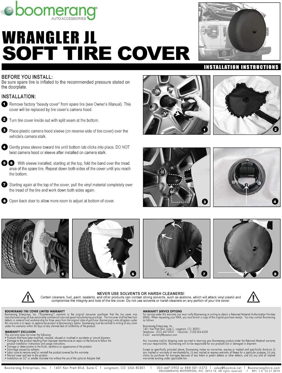 32 Soft Tire Cover for Jeep Wrangler JL Pack of 2 D436