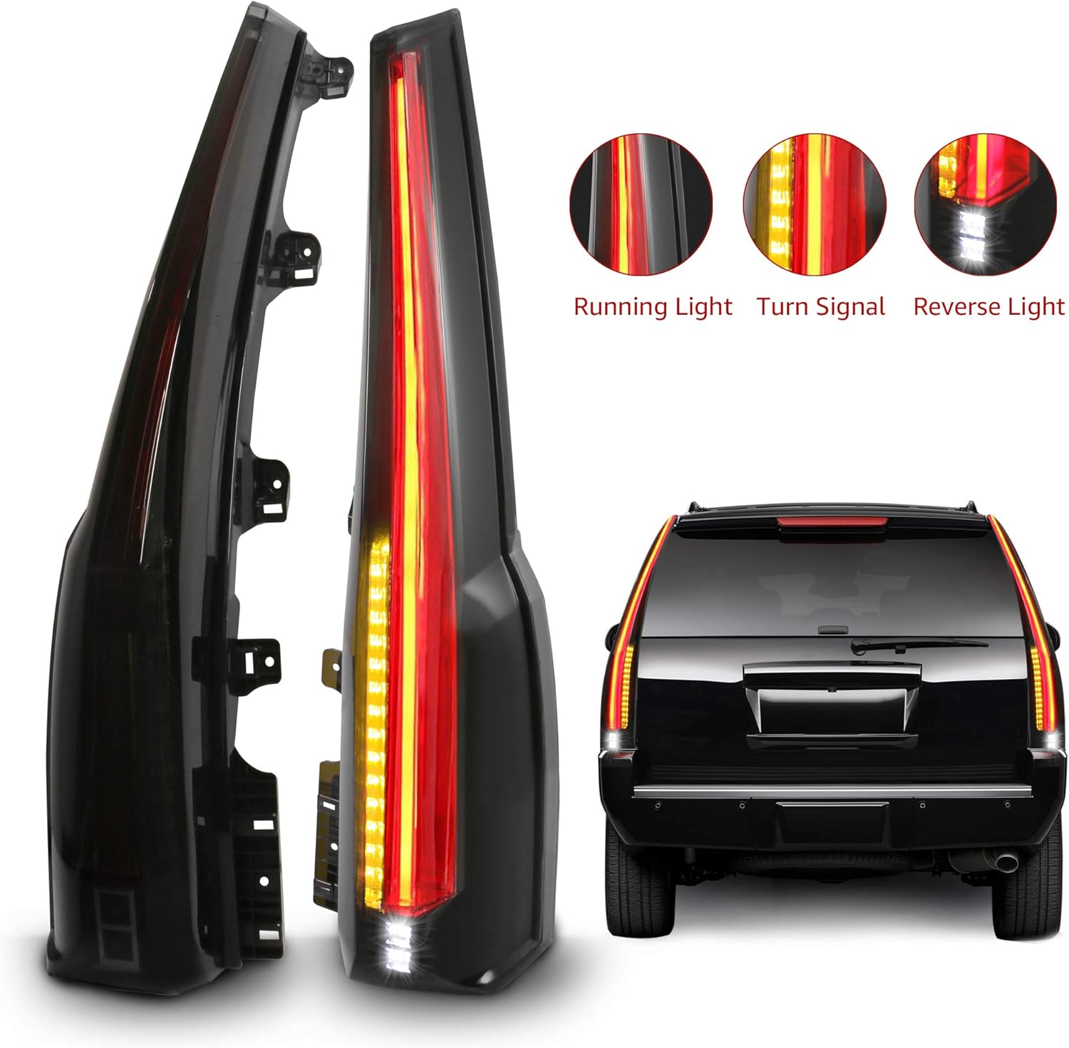 Set of 2 Red Clear LED Tail Lights G81209
