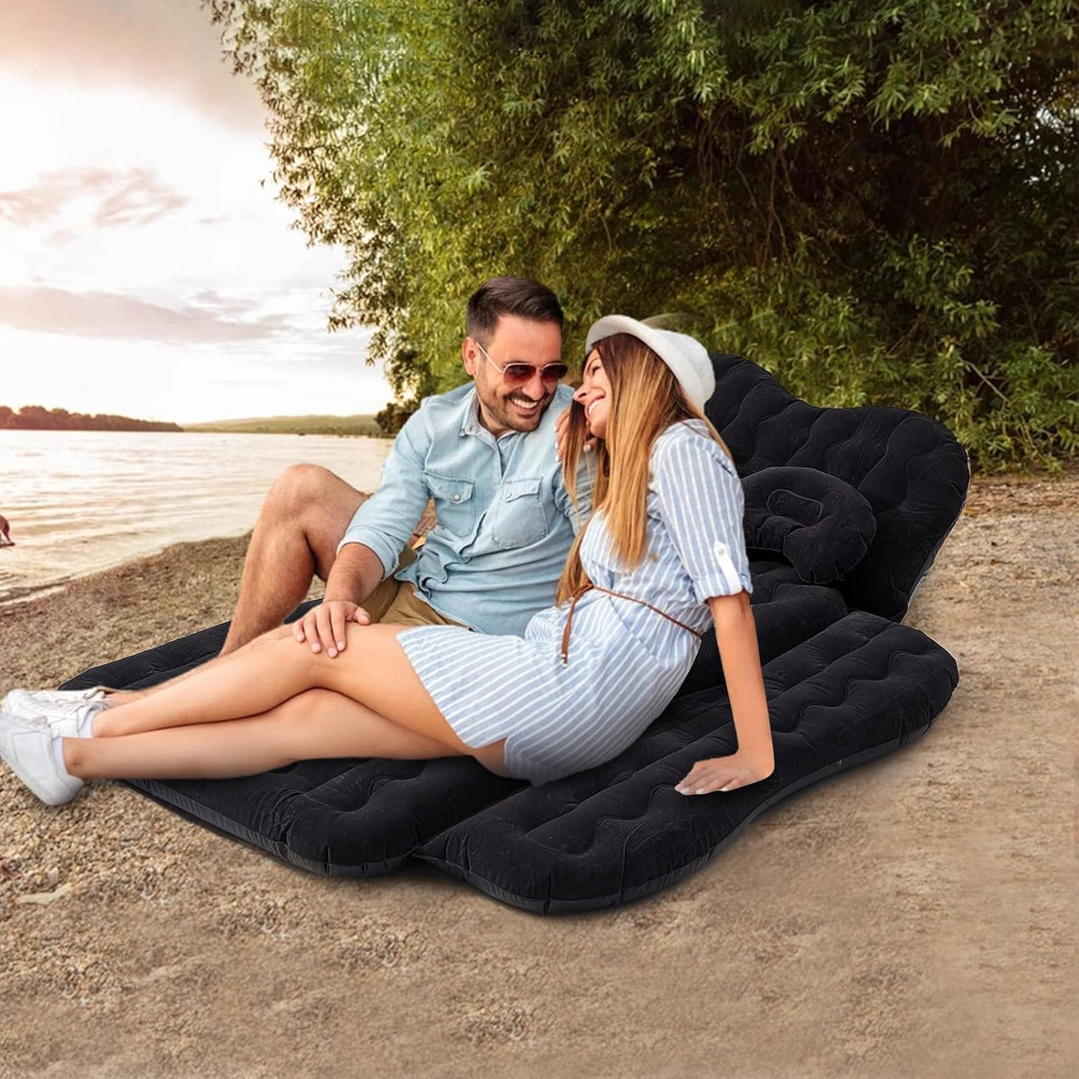 Black Inflatable Car Air Mattress for SUV Truck Camping Travel I144