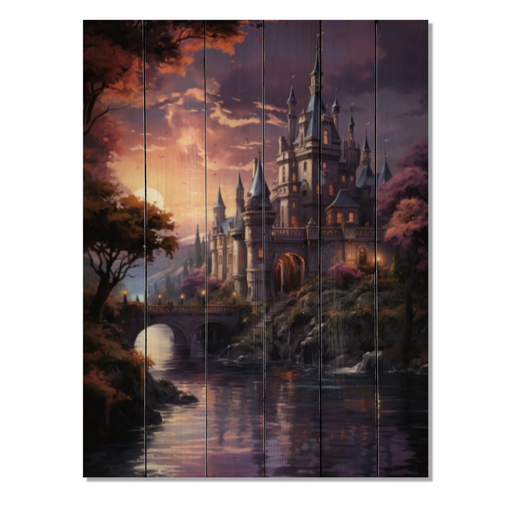 Castles Twilight Deep II Print on Natural Pine Wood L69136