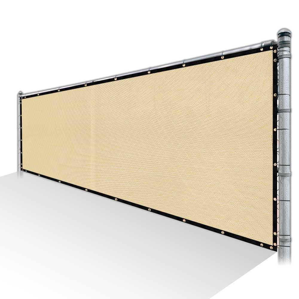 Beige Privacy Fence Screen Mesh with Reinforced Grommets O518631