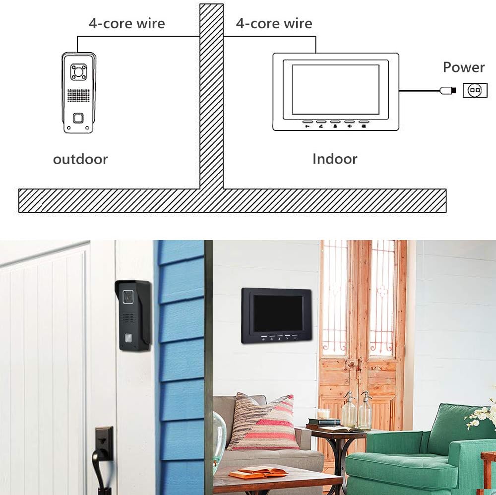 7 Inches Wired Video Door Phone System with IR Night Vision Camera V148761