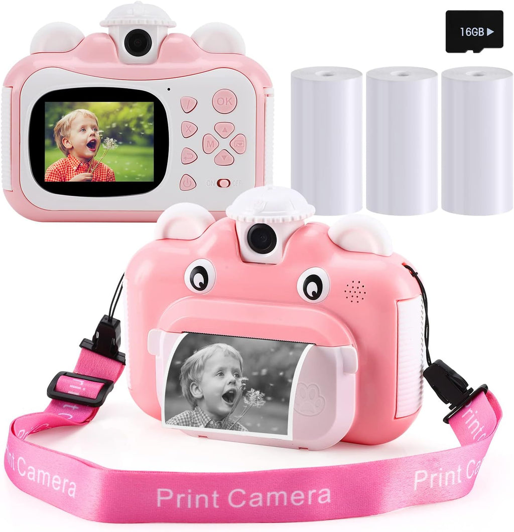 Instant Print Digital Kids Camera 1080P Rechargeable Video Camera with 32G SD Card S386194