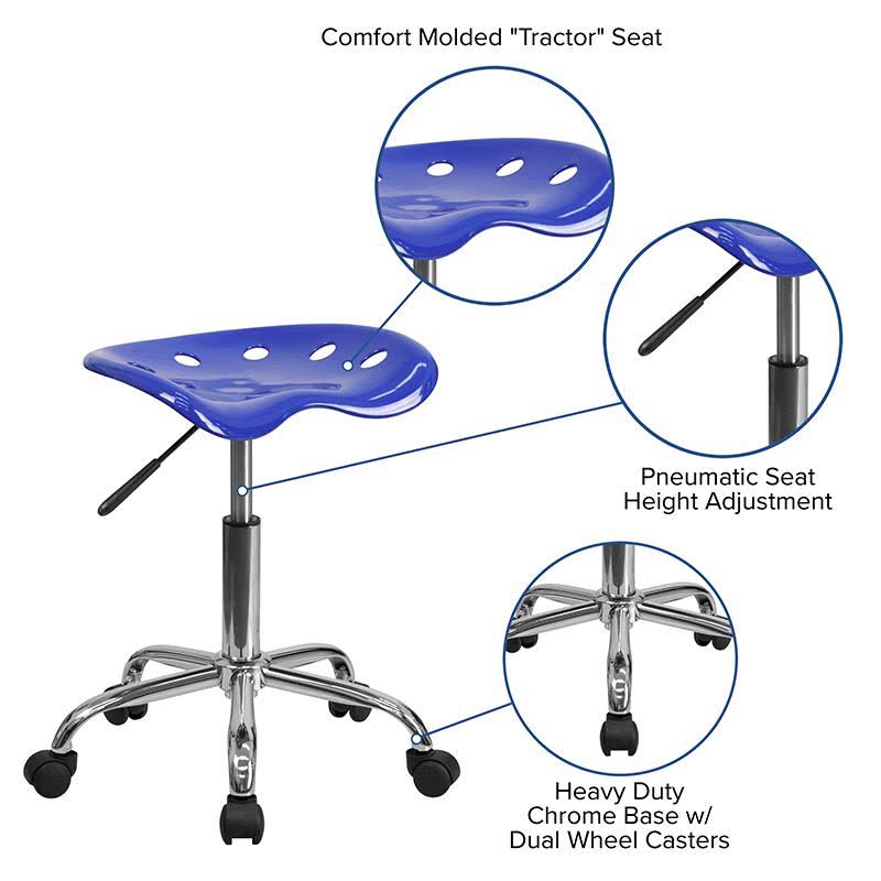 Nautical Blue Tractor Seat Chrome Stool J822207