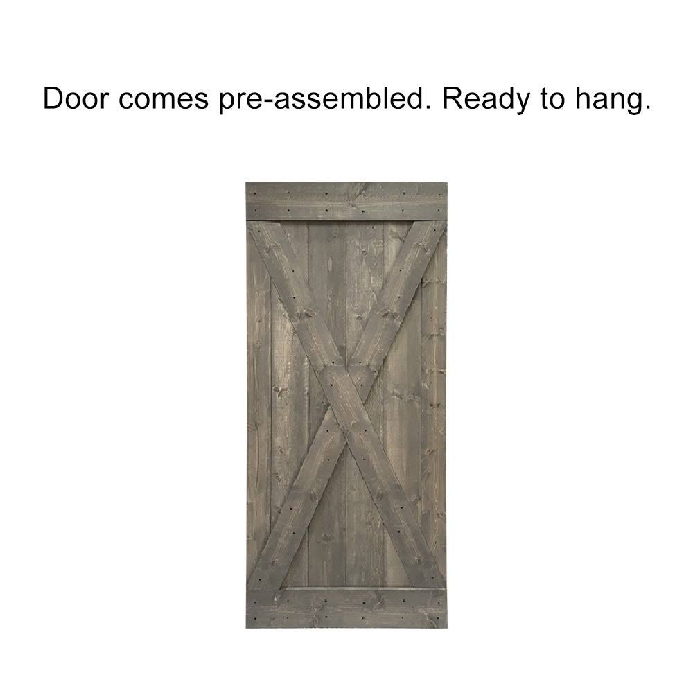 Ocean Blue Stained Wood Interior Sliding Barn Door with Hardware Kit G8572