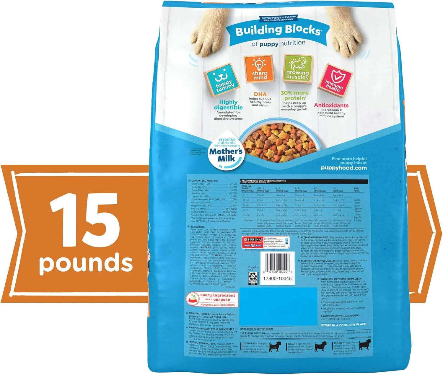 15 lb Bag Dry Puppy Food with Real Chicken E7458