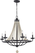 Bronze 6-Light Candle Bead Chandelier Y434
