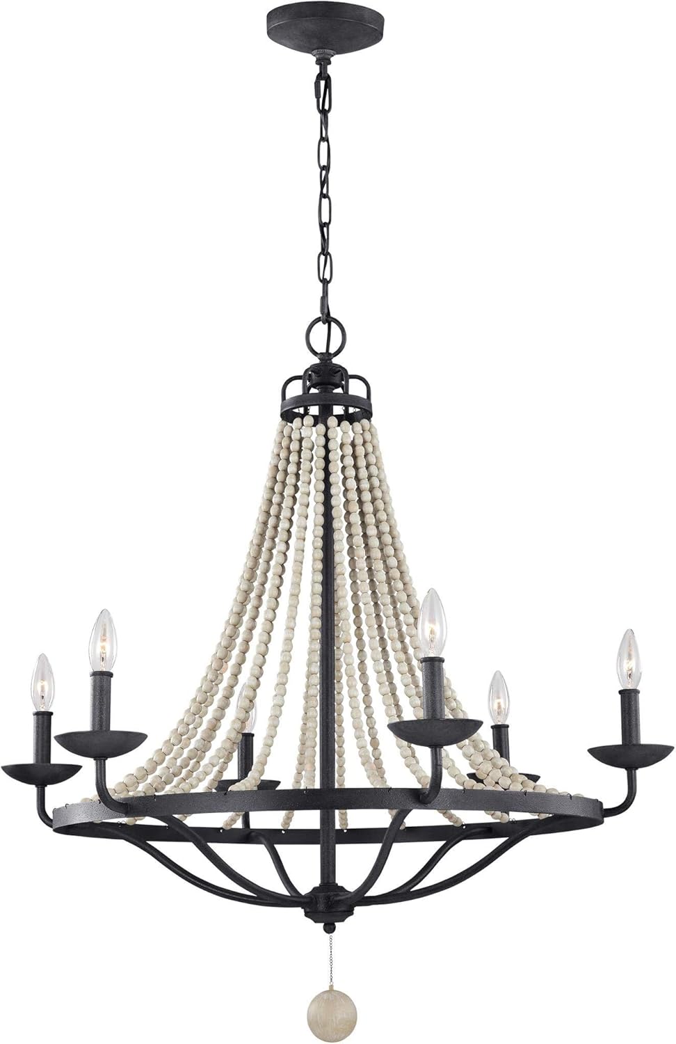 Bronze 6-Light Candle Bead Chandelier Y434