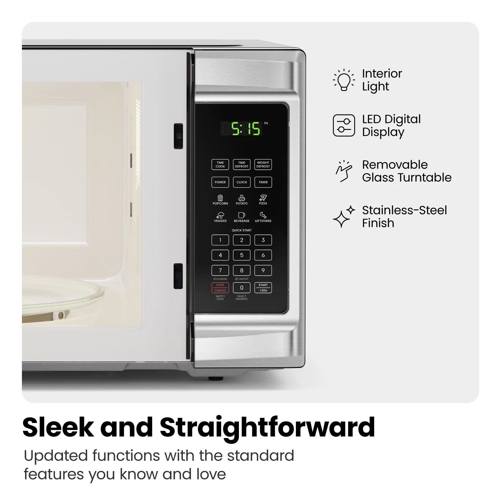 1.3 Cu Ft 1000 Watts Stainless Steel Countertop Microwave Oven U830