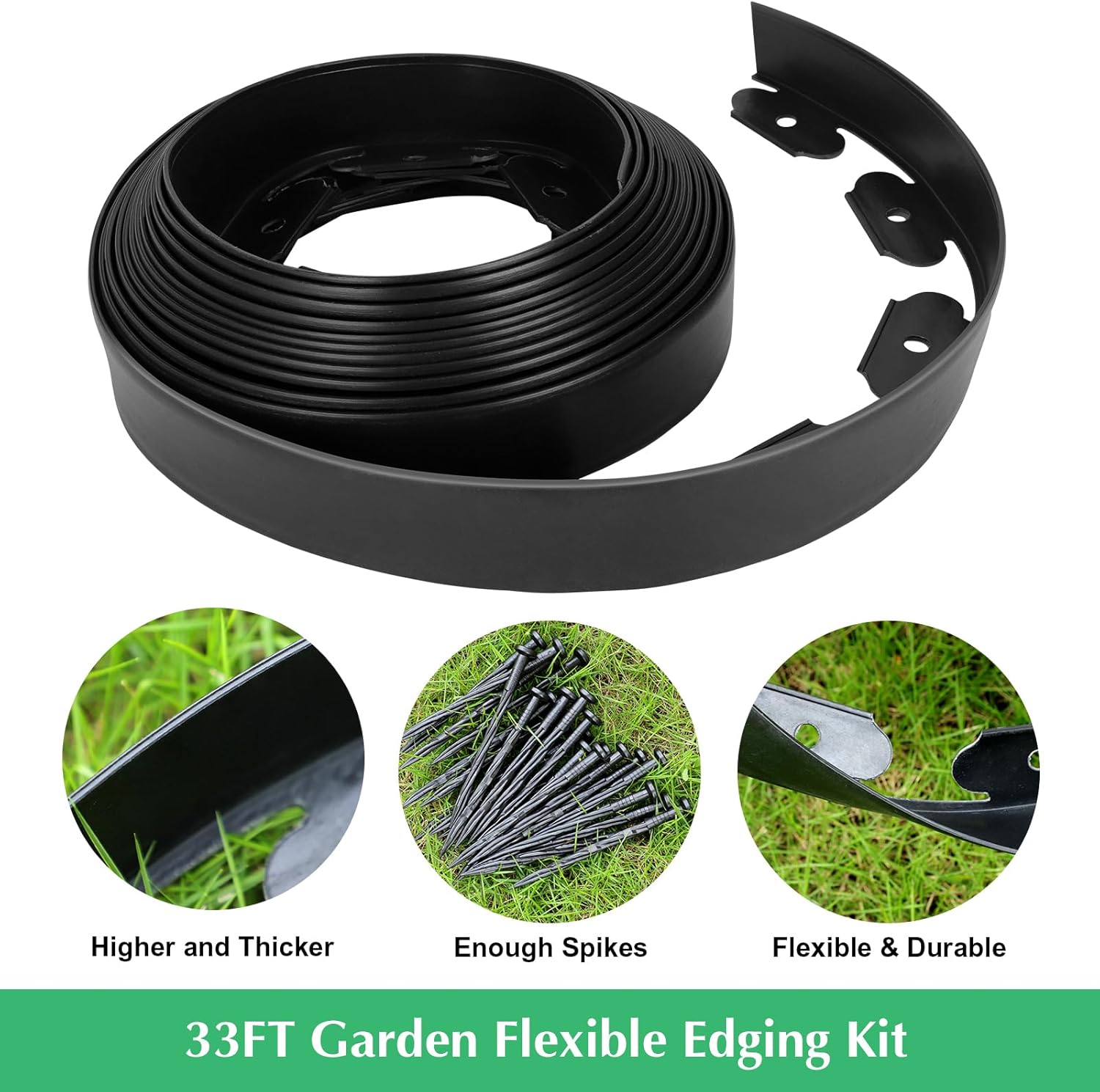 33FT No Dig Landscape Edging Border Kit with 40 Spikes C385