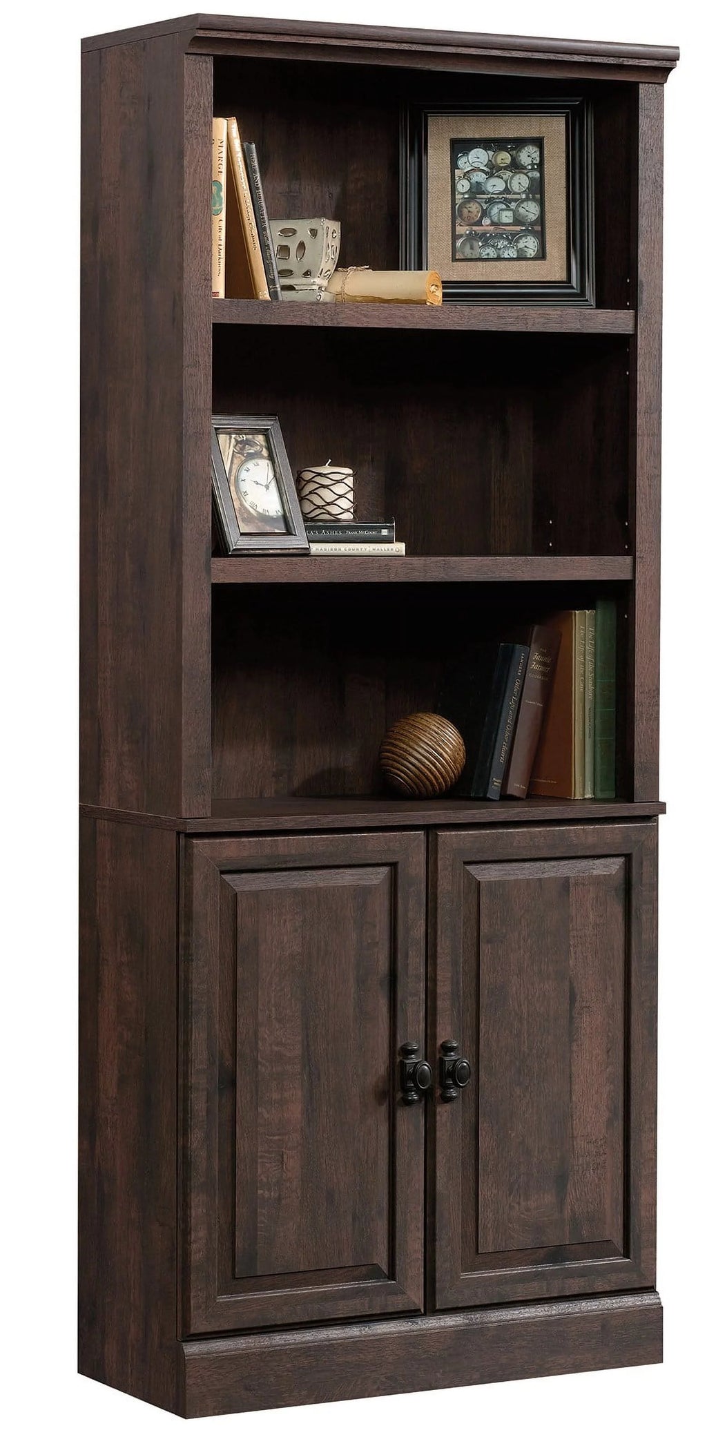 Heritage Walnut Finish 5 Shelf Bookcase with Doors U450484