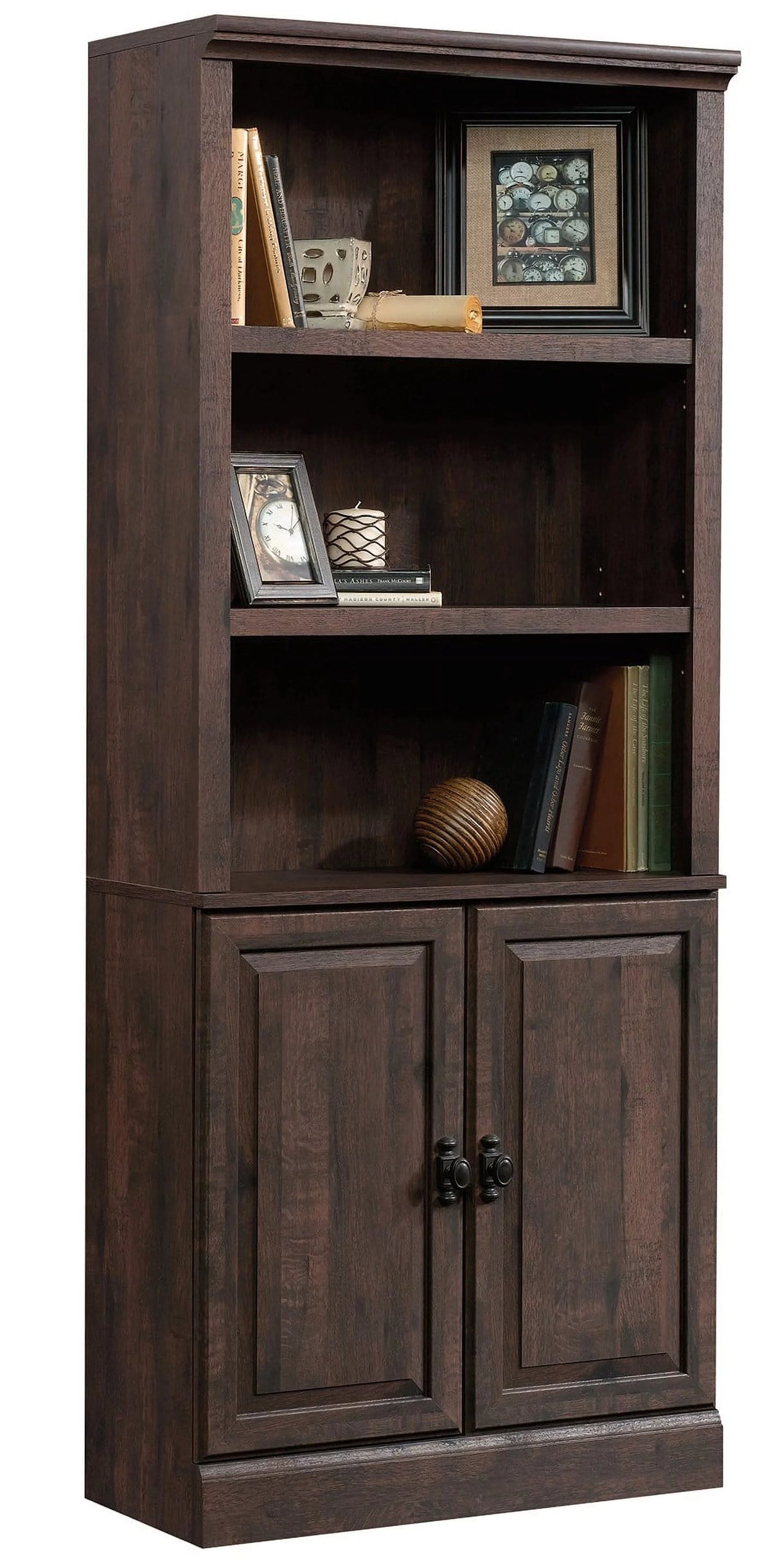 Heritage Walnut Finish 5 Shelf Bookcase with Doors U450484