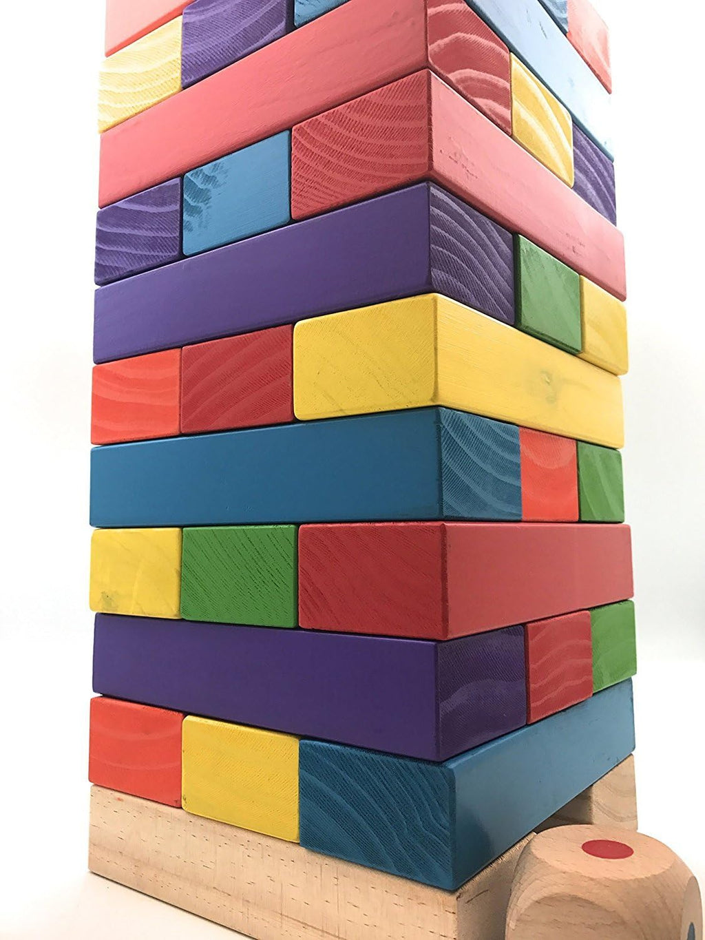 Colorful Tumbling Timber Tower with Dice and Carry Bag J94598