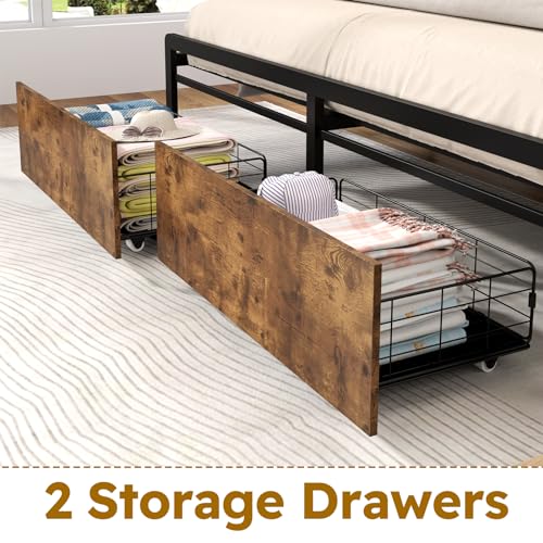 Gray Full Size Bed Frame with 4 Storage Drawers L841343