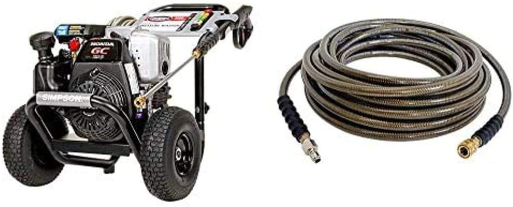 3200 PSI Gas Pressure Washer with Honda GC190, 2.5 GPM, 3/8" x 100' 4500 PSI Cold Water Hose K700