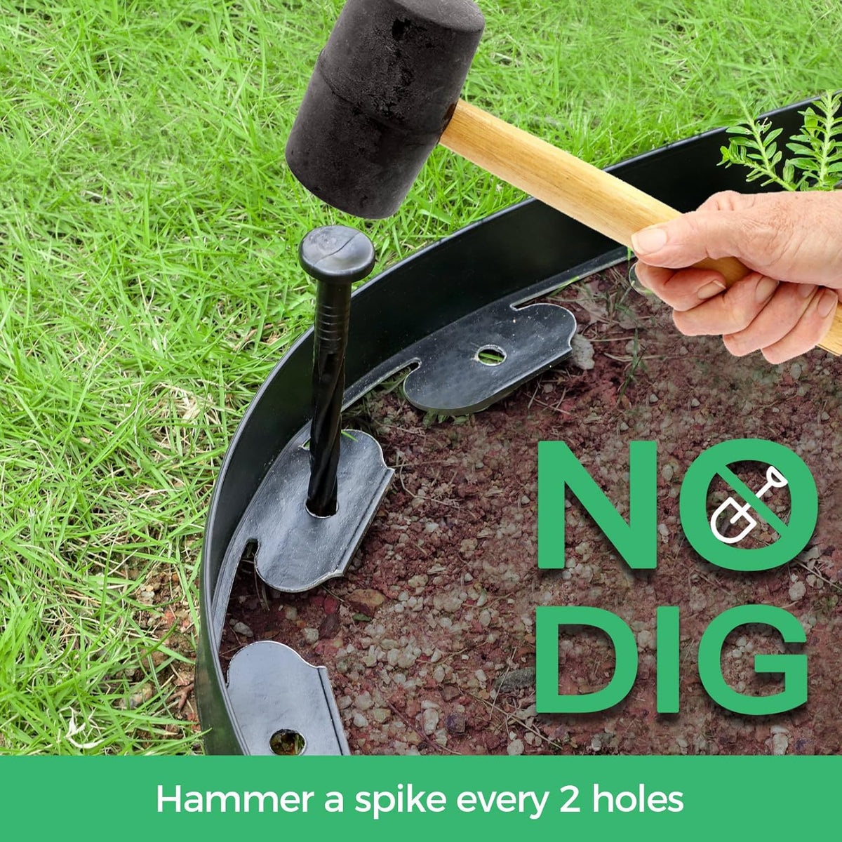 33FT No Dig Landscape Edging Border Kit with 40 Spikes C385