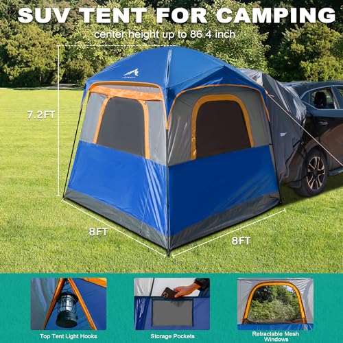 Waterproof PU2000mm Double Layer Tent for Camping, 8FT L x 8FT W x 7.2FT H W31692