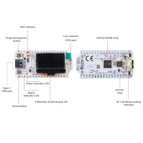868MHz 915MHz WiFi LoRa 32 V3 Module Development Board Type-C SX1262 Integrated WiFi Bluetooth ESP32 0.96 inch OLED Display 8MB Flash IOT Lora Dev-Board Antenna U.FL IPEX to SMA 915MHz I6542