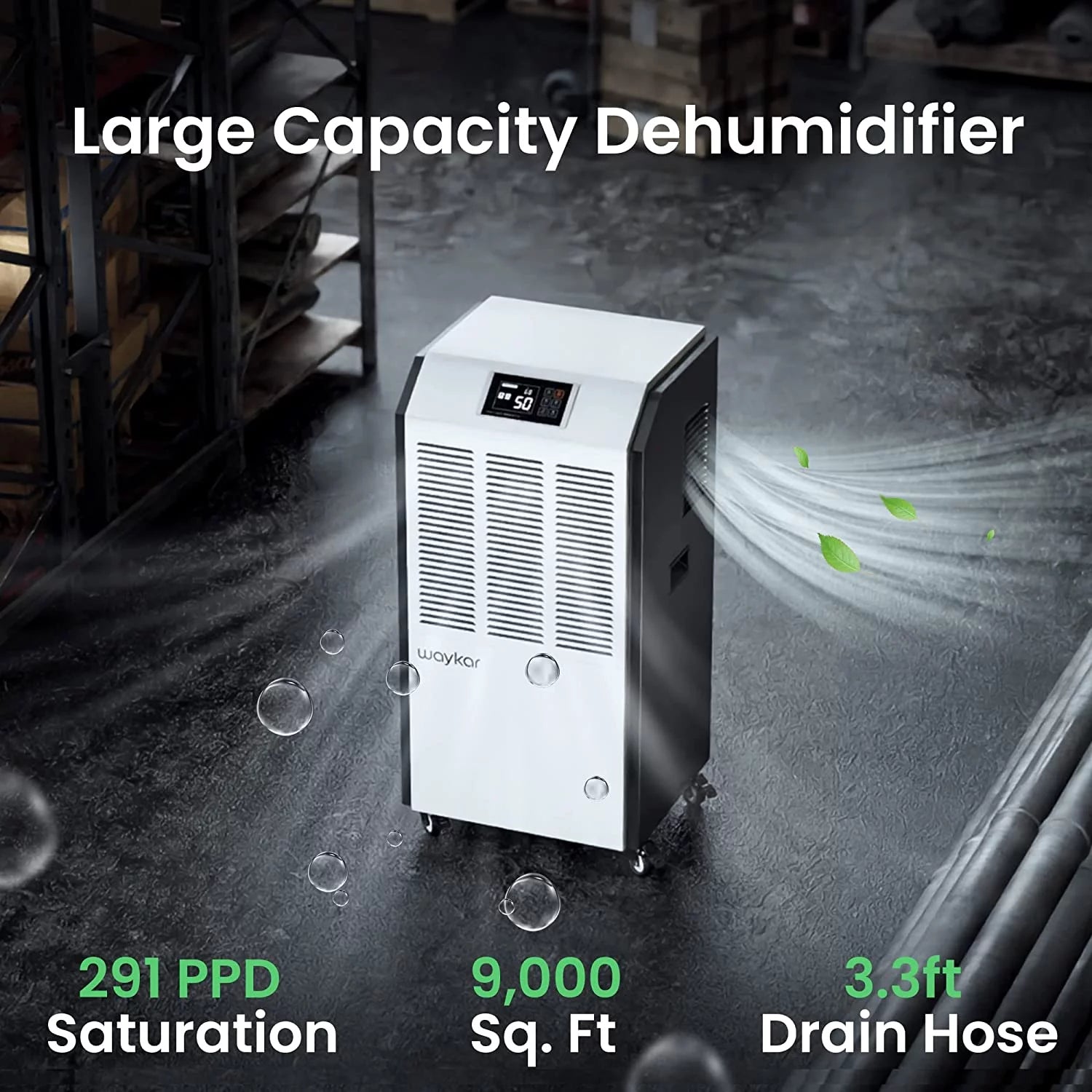 291 Pints Commercial Dehumidifier with Drain Hose G307365