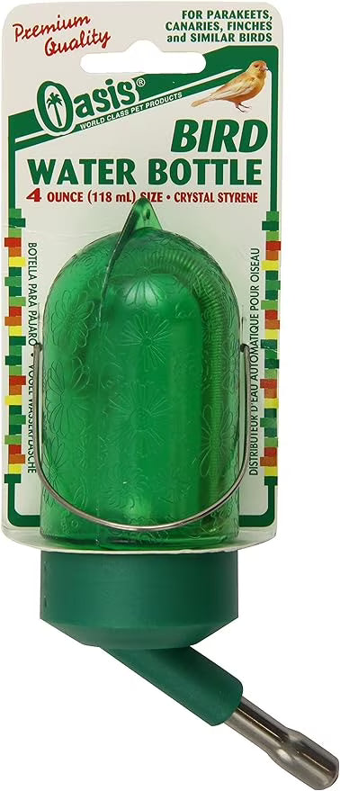 Green 4-Ounce Small Bird Water Bottle with Cherry-Red Drinking Tip L189246