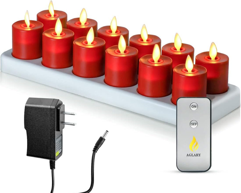 Flameless Rechargeable LED Tealight Candle Set of 12 with Remote Control, Ivory X552
