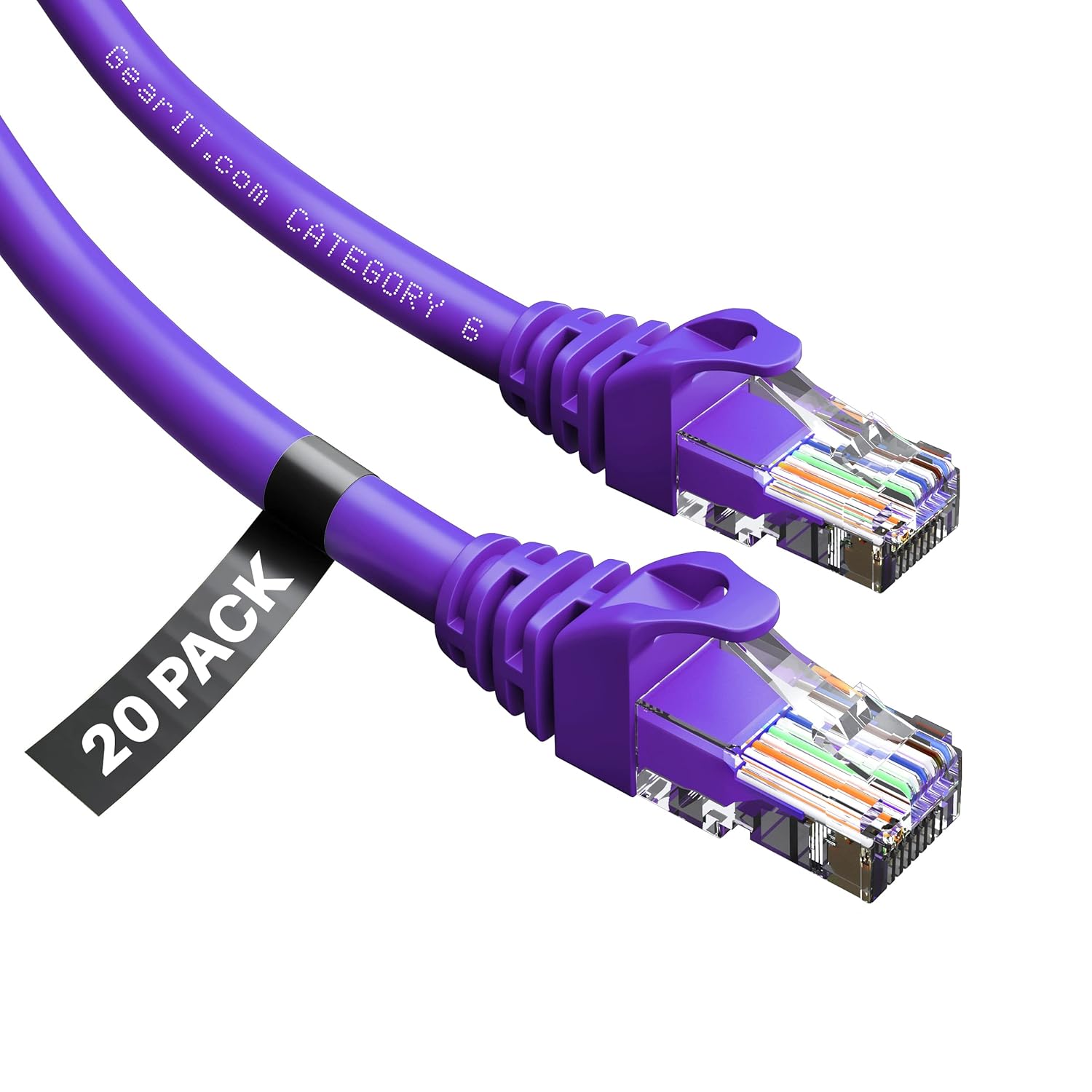 Cat6 Patch Cable 5ft Snagless Flexible Ethernet Cable Purple Pack of 2 H62351