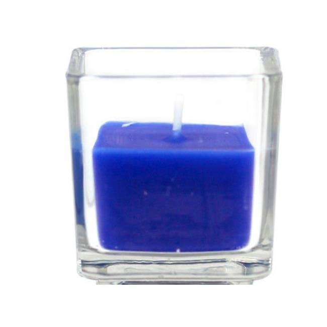 Blue Square Glass Votive Candle L5083