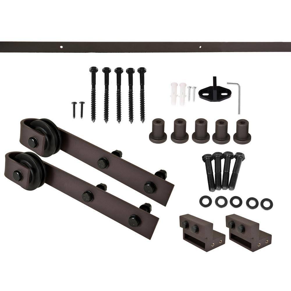 Colonial Maple Stained Wood Sliding Barn Door with Hardware Kit S6774