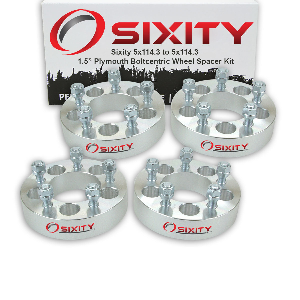 4 pc 1.5" 5x114.3 Wheel Spacers with 1/2-20tpi 1.25in Studs Lugs P40364