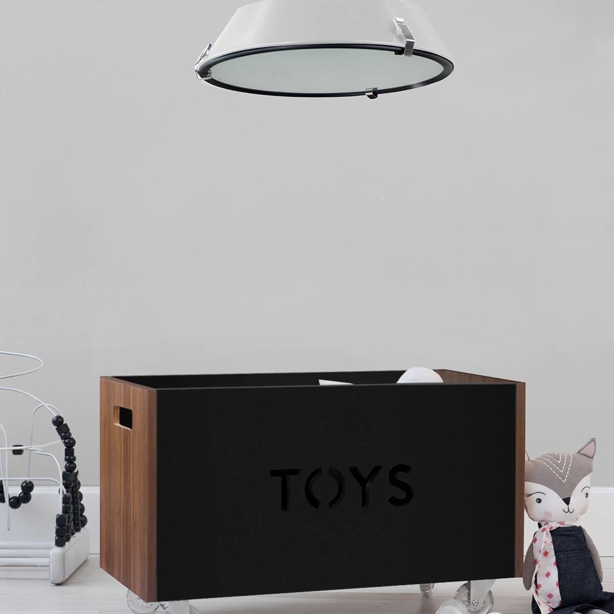 Walnut / Red Toy Box Chest on Casters Y5007
