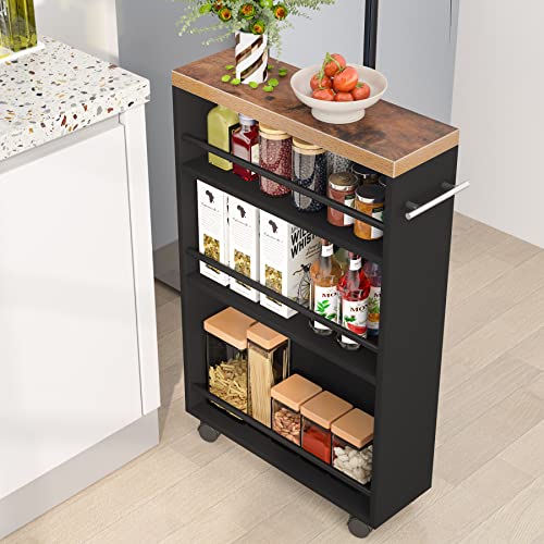 Slim 4-Tier Rolling Storage Cart with Handle Y342298