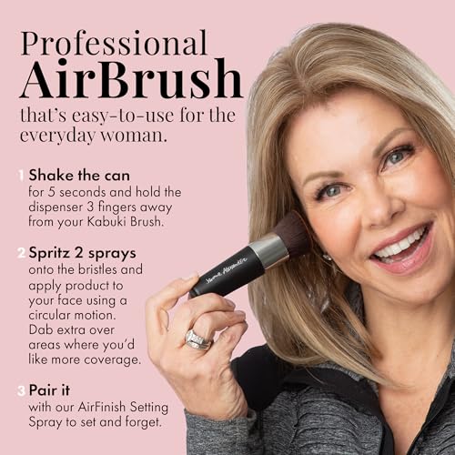 2pc Set with Airbrush Foundation and Kabuki Brush Spray Makeup Dark G4925