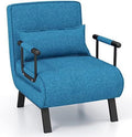 Convertible Sofa Bed 4-in-1 Sleeper Chair with Pillow, 6 Positions Adjustable Backrest, Metal Legs, Linen Fabric L768111