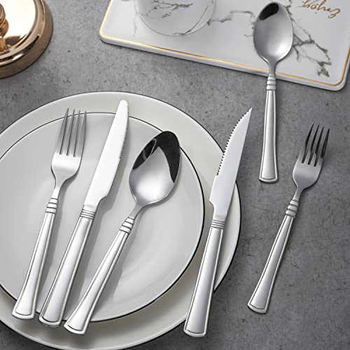 24-Piece Stainless Steel Flatware Set with Steak Knives Service for 4 V7954