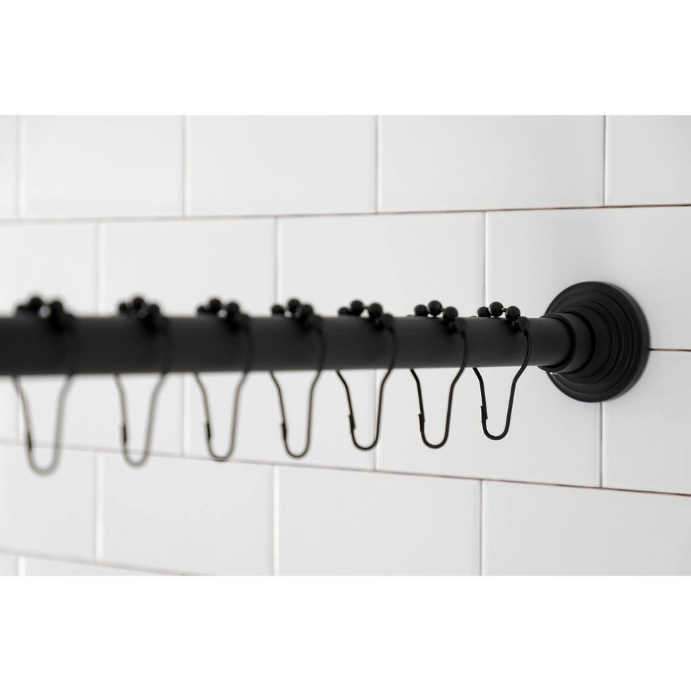 Matte Black Adjustable Shower Rod with Ring O789843