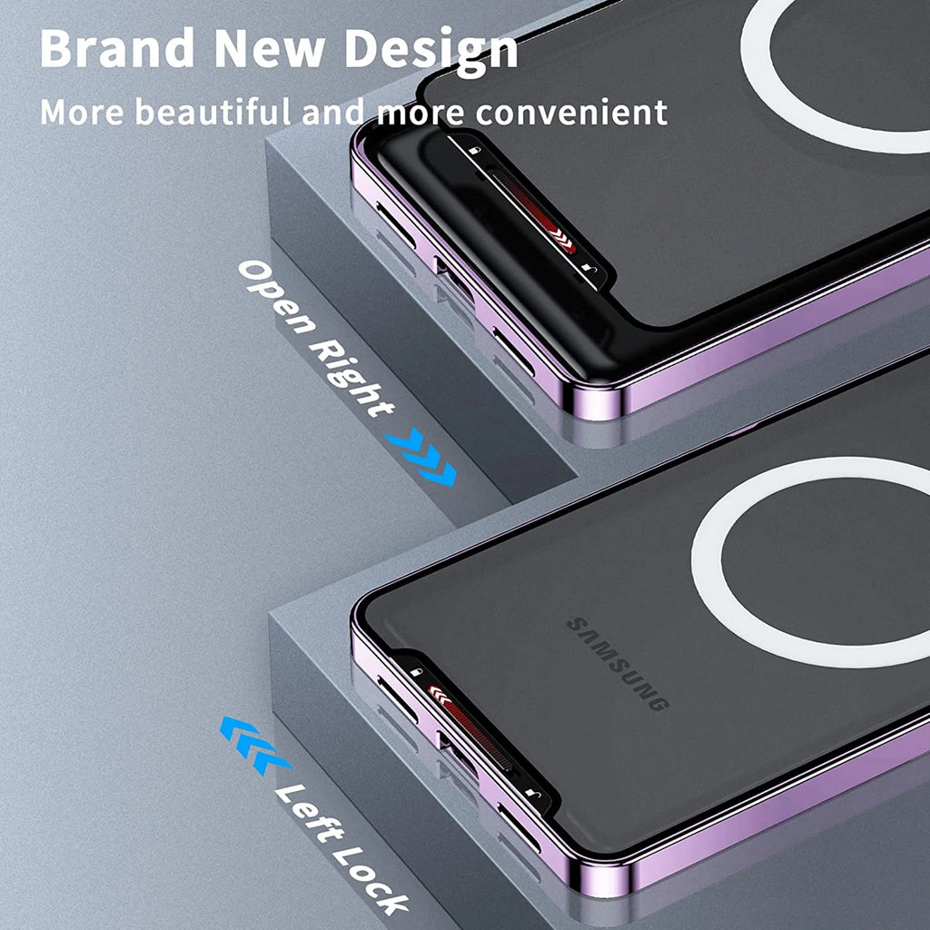 Purple Magnetic Metal Bumper PC Case for Samsung Galaxy S23 Ultra F64117