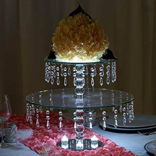 16x22 Round Crystal Glass Wedding Cake Riser Stand Y5808