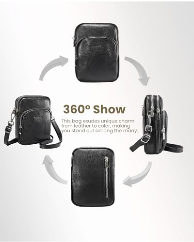 Small Genuine Leather Crossbody Bag with RFID Blocking Card Slots J263