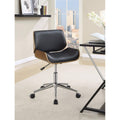 Contemporary Small-Back Home Office Chair, Black/Walnut D8722