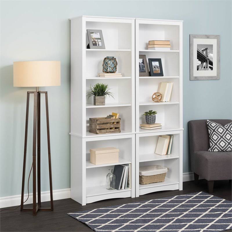 6 Shelf White Bookcase V248