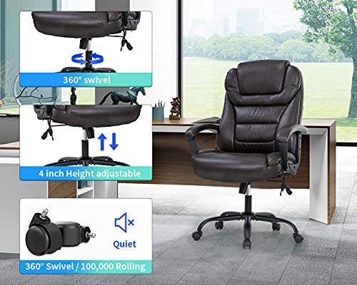 White PU Leather Ergonomic Desk Chair P4612