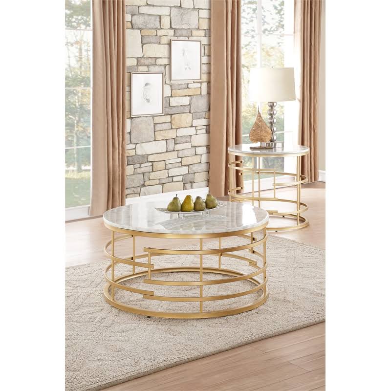 Round Faux Marble Coffee Table O1754