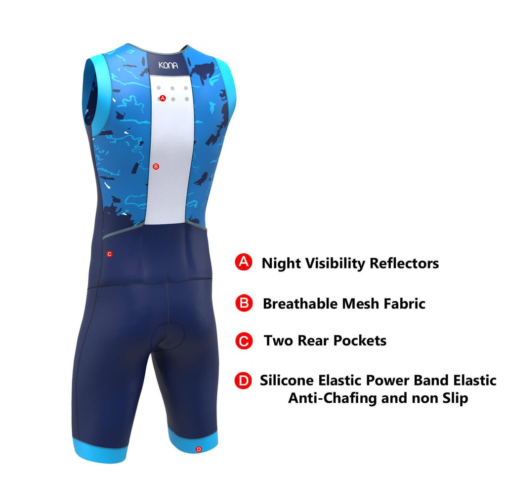 Aqua Camo Navy Camo Large Triathlon Race Suit X6094
