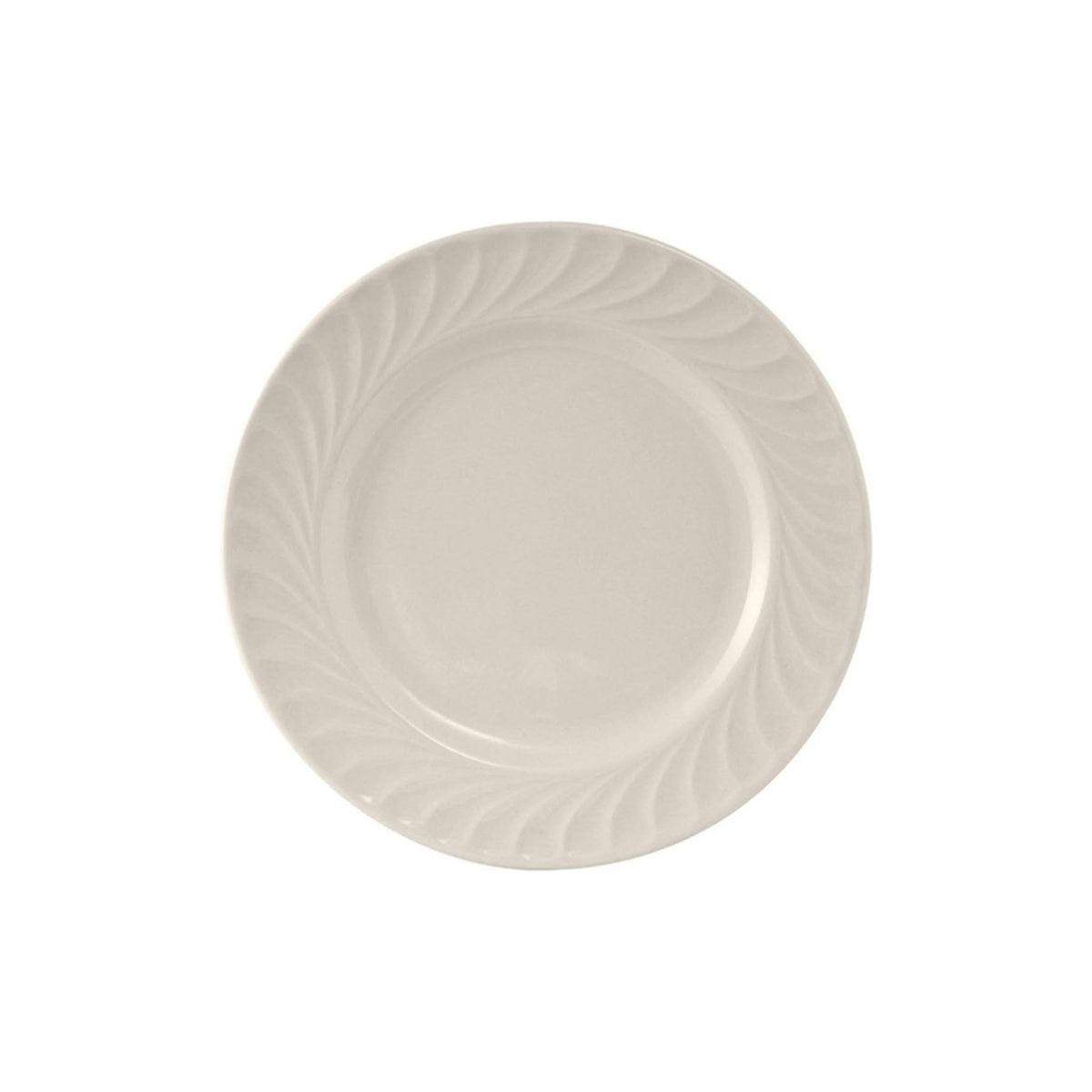 12 1/2 inch Embossed Plate in Eggshell White, Case of 12 O992